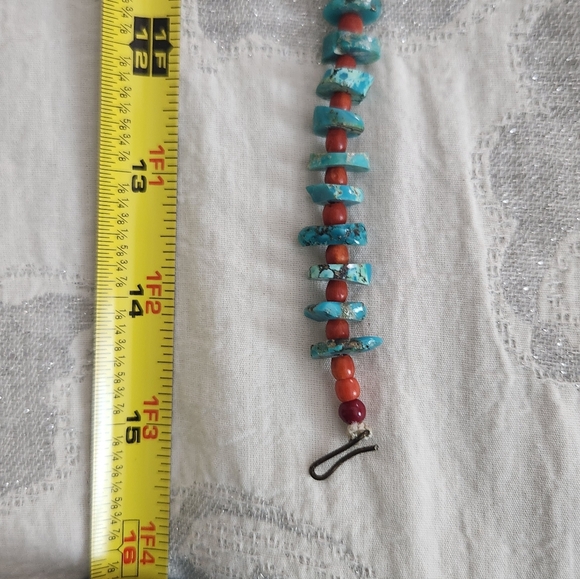 Turquoise and Coral Necklace - Picture 6 of 6